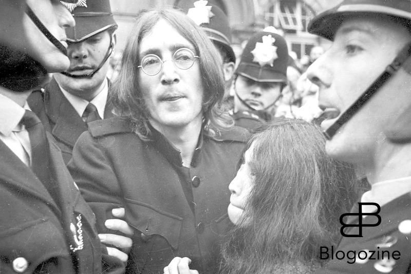 John Lennon protects Yoko Ono after crowds tried to mob them after they left a London Court Hearing Charges of Possession of Marijuana and Obstructing Police. The pair were released on bail of £100 until their trial on 28th November. London - 19th October 1968 Ref: B196_095082_0935 Date: 19.10.1968 Compulsory Credit: STARSTOCK/Photoshot 9th November 1966 - John Lennon and Yoko Ono meet for the first time at her exhibition at the Indica Gallery in London. Lennon remembered the date of their meeting as the 9th but many Beatles historians contend that it actually happened on the 7th, the day before the exhibition opened.